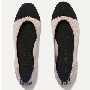 Rothy's The Square Cream & Black Tuxedo Classic Flat Shoes Size 7